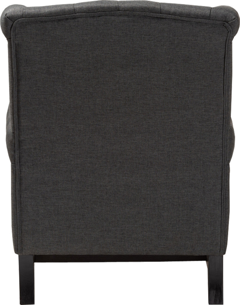 Transitional Gray Fabric Upholstered Button Tufted Armchair