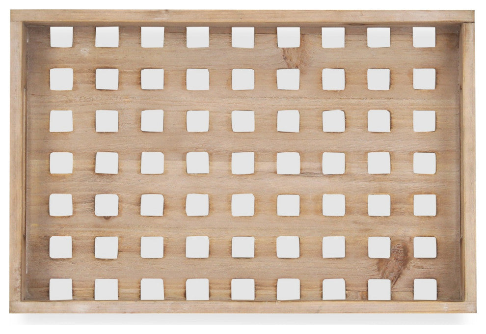 Brown Wood Grid Pattern Tray