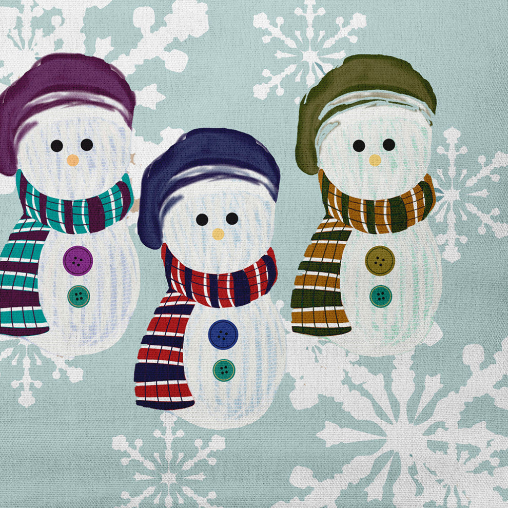 Sock Snowmen Decorative Throw Pillow, Green-Gray, 14"x20"