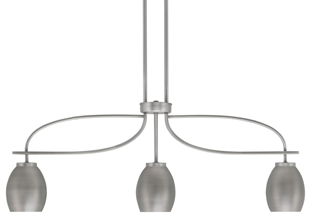 Cavella 3 Light Island Light, Graphite Finish, 5" Graphite Oval Metal Shades