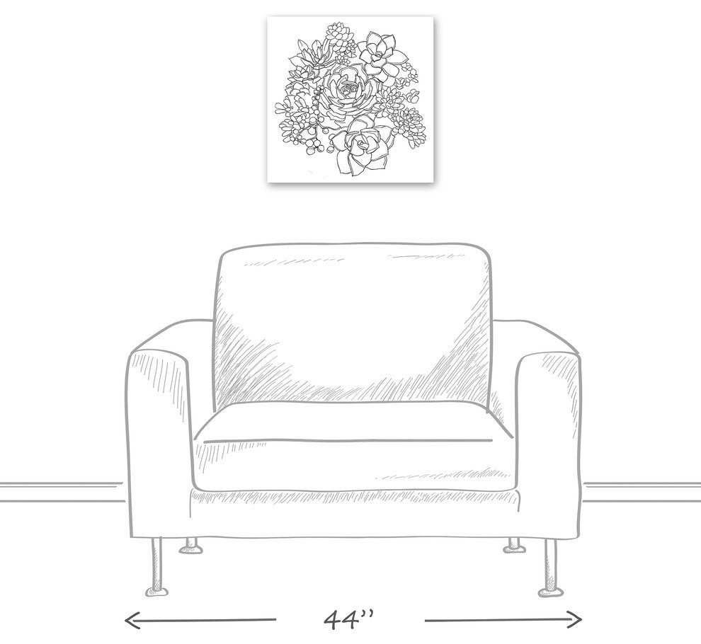 "Succulent Sketch" Canvas Wall Art, 16"x16"