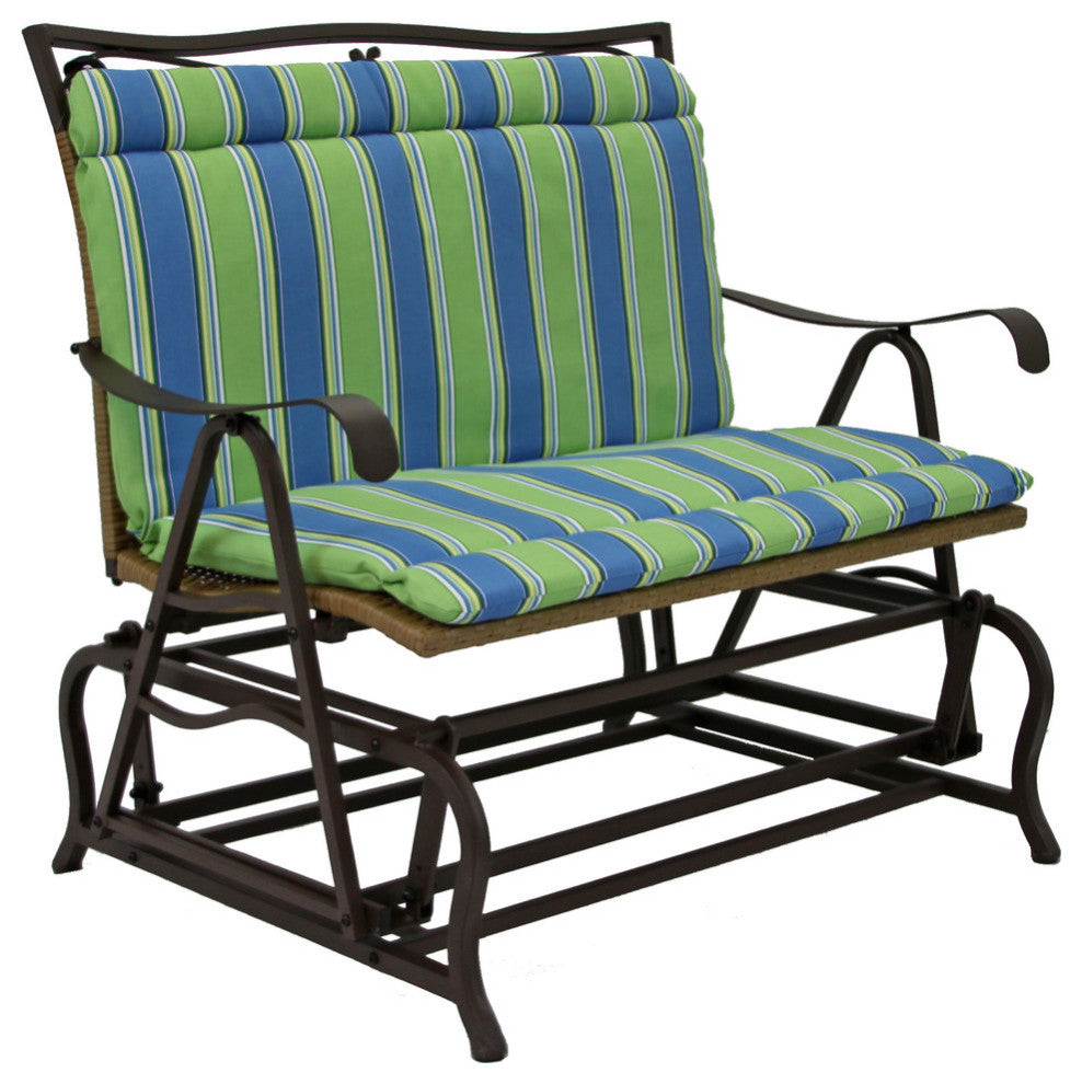Oudoor Loveseat Glider Cushion, 1-Piece Seat and Back, Haliwell Caribbean