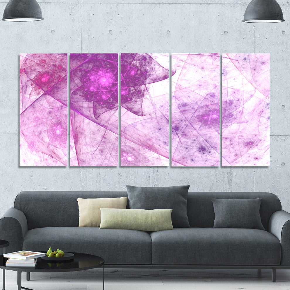 Light Purple Rotating Polyhedron, Abstract Canvas Wall Art, 60"x28", 5 Panels