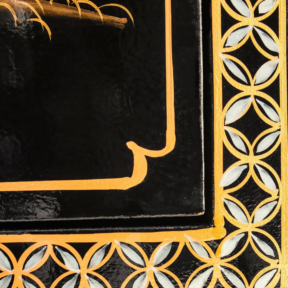 Black Lacquer Half-Round Cabinet Royal Ladies