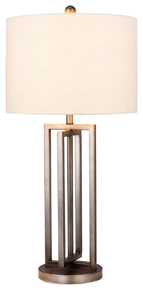 Dark Silver Metal Table Lamp with crisscross Cross Design, 29"