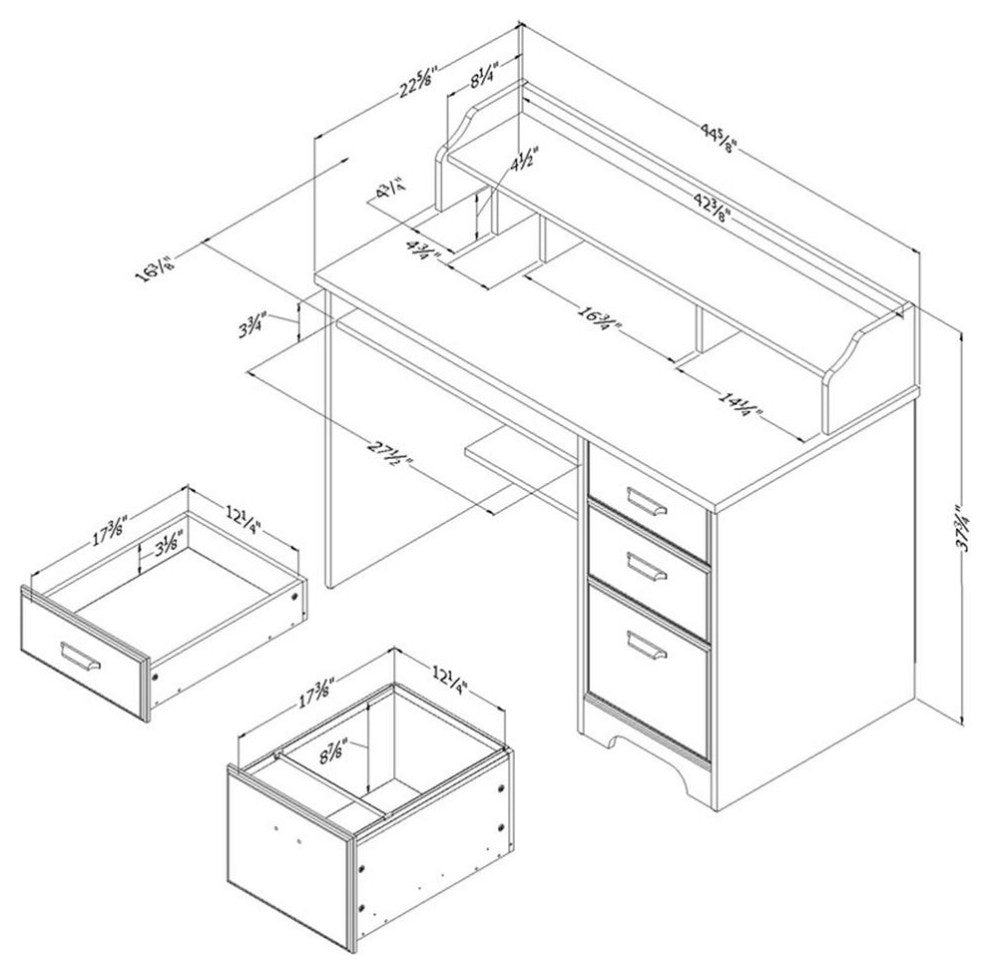 South Shore Versa Computer Desk with Hutch in Gray Maple