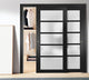 Closet Frosted Glass Bypass Doors 64 x 96, Quadro 4002 Matte Black