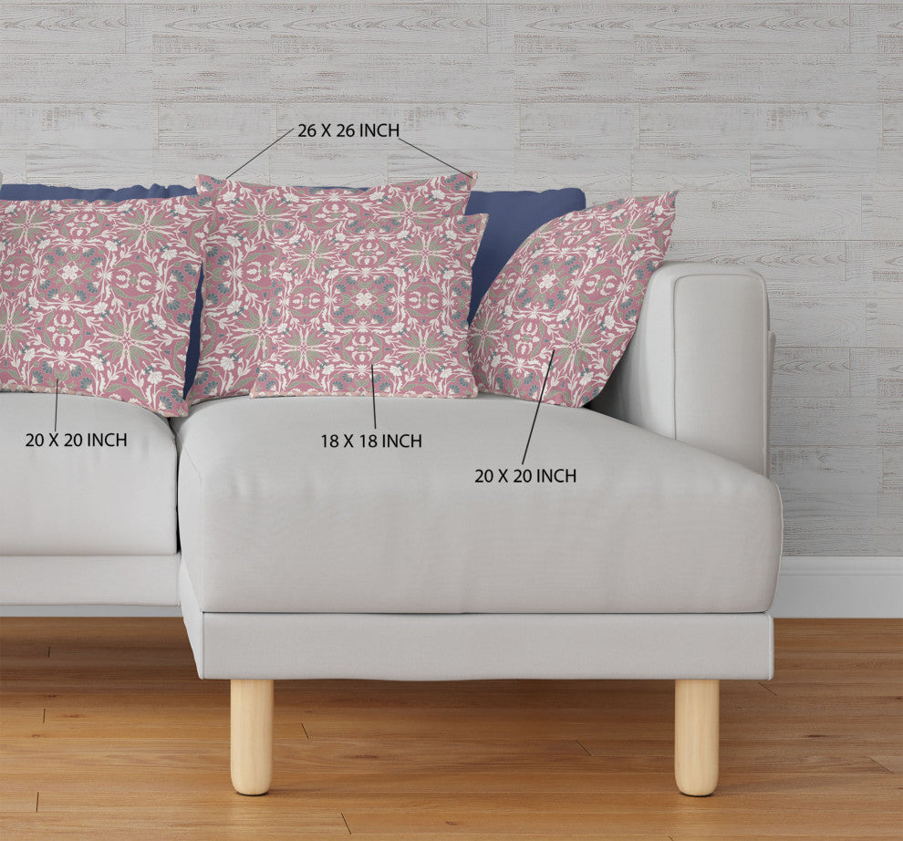 28 Magenta White Paisley Indoor Outdoor Throw Pillow