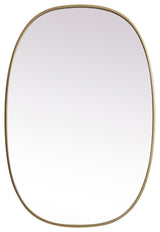 Metal Frame Oval Mirror 27X40 Inch, Brass