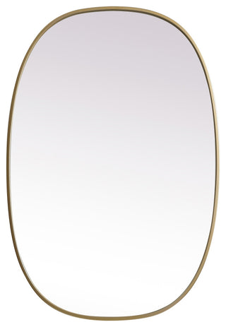 Metal Frame Oval Mirror 27X40 Inch, Brass