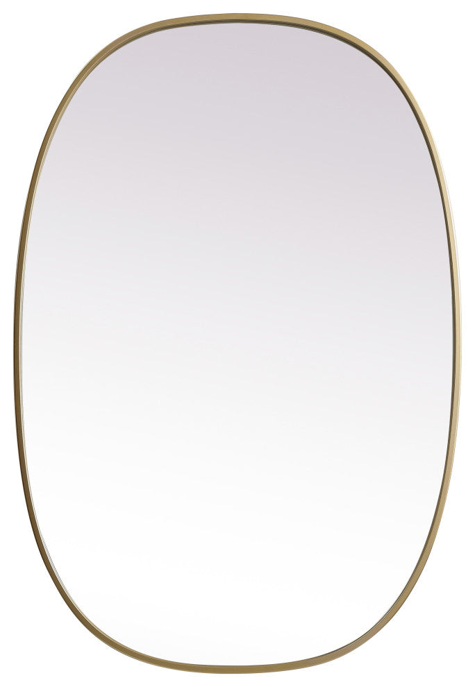 Metal Frame Oval Mirror 27X40 Inch, Brass