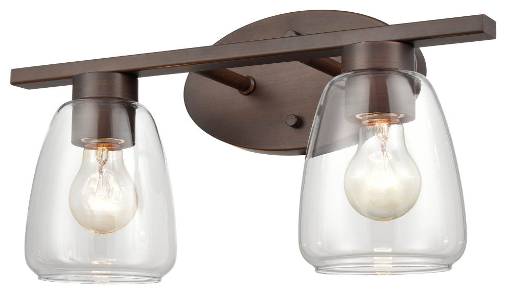 2 Light 16" Rubbed Bronze Bathroom Vanity Light