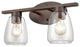 2 Light 16" Rubbed Bronze Bathroom Vanity Light