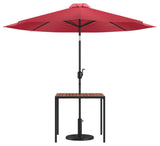 3 Piece Patio Table Set -35" Square Teak Table w/Umbrella Hole & Base, Red