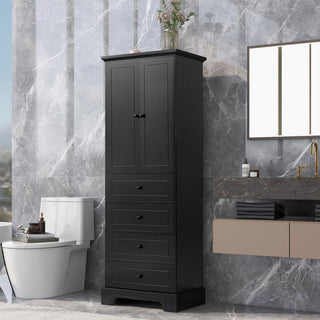 Gewnee Storage Cabinet with 2 Doors and 4 Drawers for Bathroom