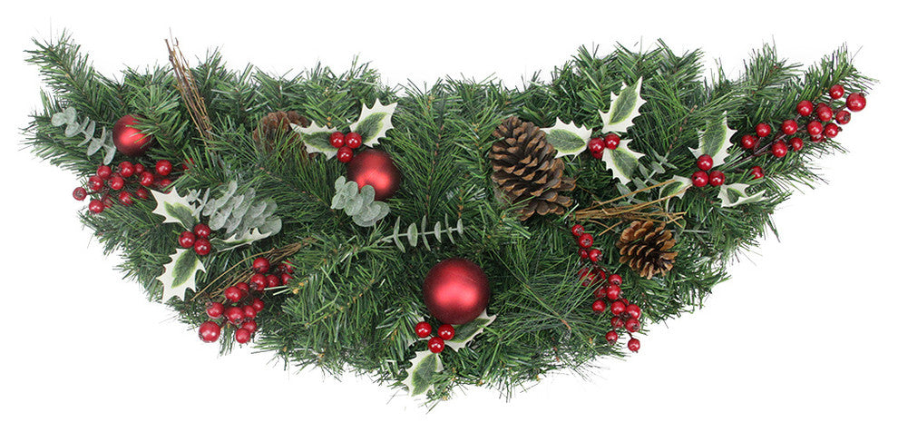 Pre-Decorated Holly Berry Pine Cone Twig and Ball Artificial Christmas Swag, 36"