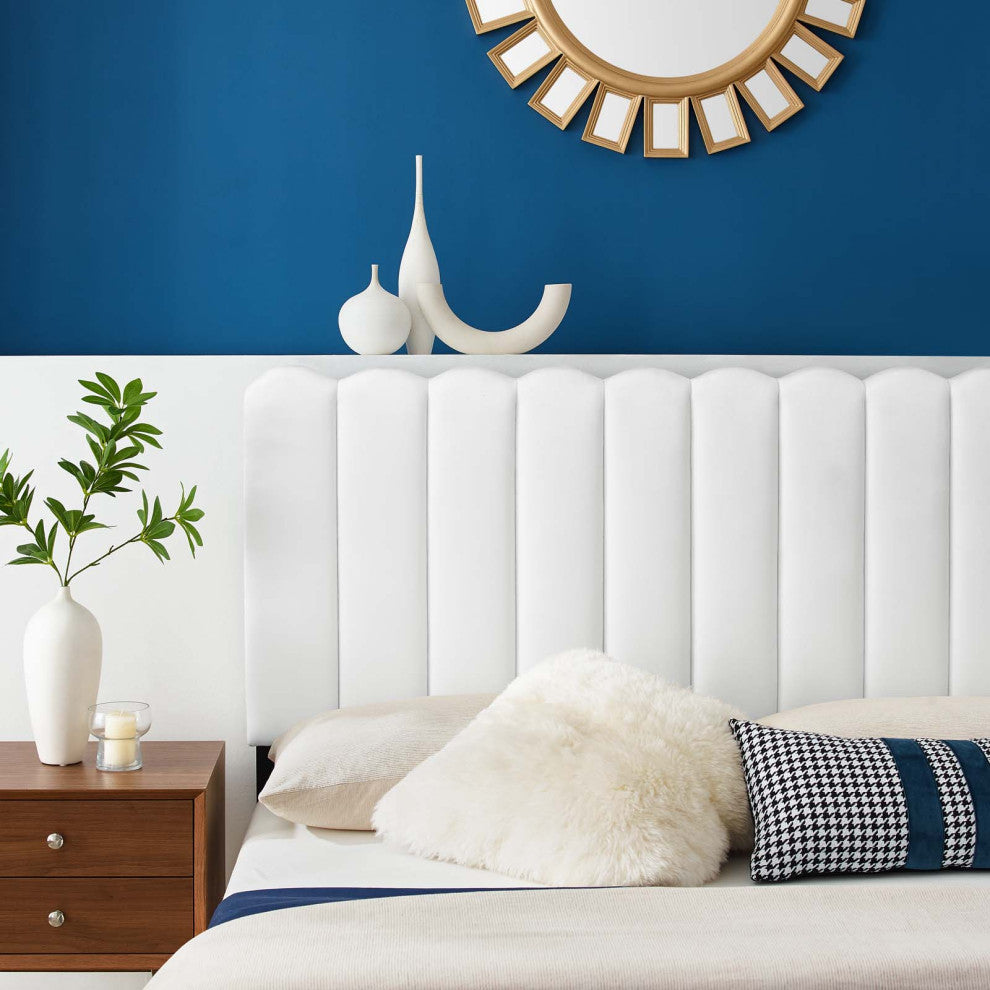 Headboard, Twin Size, Velvet, White, Modern Contemporary, Bedroom Master Suite