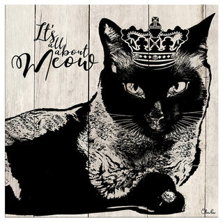 Ready2HangArt 'Meow' Wrapped Canvas Cat Wall Art, 30"x30"