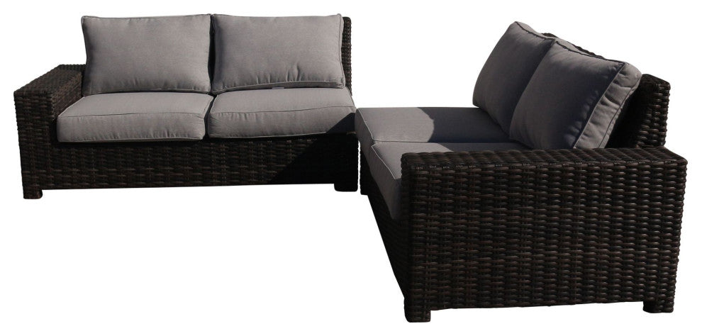 Courtyard Casual St Lucia Silver Oak 2-Piece Loveseat Sectional Set With Cushion