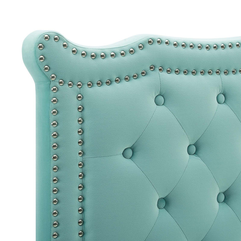 Louisa Tufted Performance Velvet Twin Headboard, Mint
