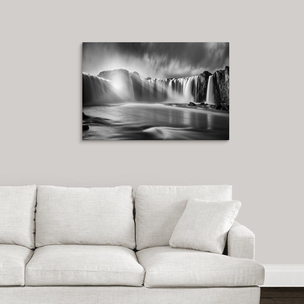 "Godafoss Rays" Wrapped Canvas Art Print, 36"x24"x1.5"