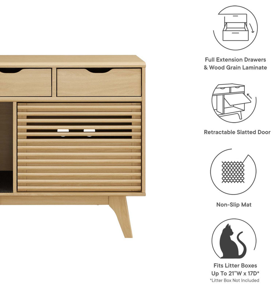 Render Cat Cabinet - Oak