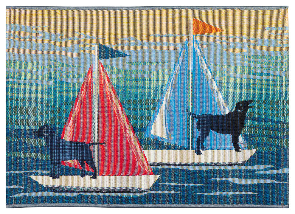 Esencia See Spot Sail Indoor/Outdoor Mat Blue 2'x2'10"