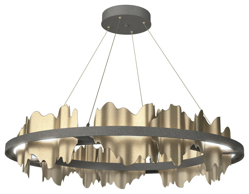 Hildene Circular LED Pendant, Natural Iron, Soft Gold, Standard Height