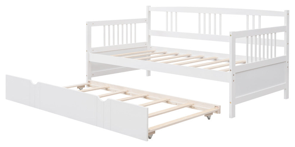 Gewnee Twin Size Wood Daybed with Twin Size Trundle in White