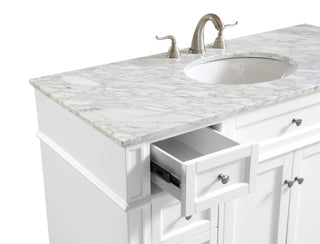 Home Living Vanity with Carrara White Marble Countertop, White, 48", Single Sink