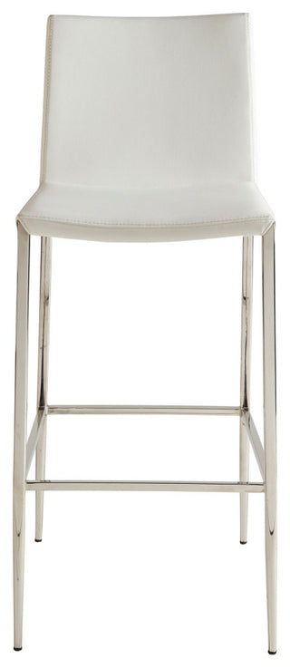 Diana-B Bar Stool, White With Polished Stainless Steel