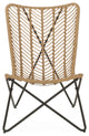 Juan Outdoor Wicker Accent Chairs, Set of 2, Light Brown/Black