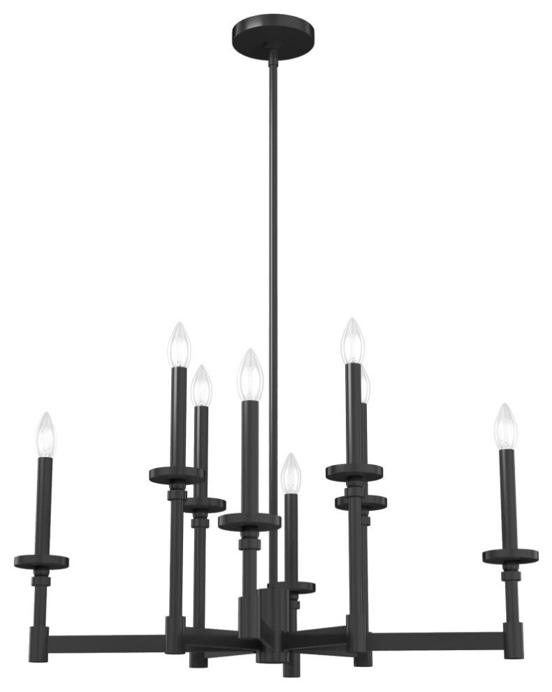 Hunter Briargrove Matte Black 8-Light Chandelier Ceiling Light Fixture