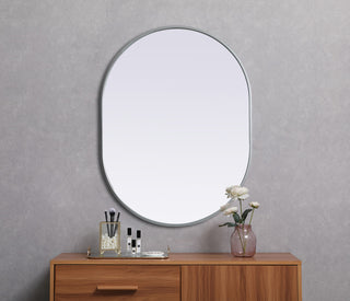 Metal Frame Oval Mirror 30X40 Inch, Silver