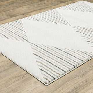 Canton Geometric Stripes Beige/Multi Indoor Area Rug, 6'7"x9'6"