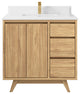 Madison Teak 36 Center Sink Bath Vanity in Light Natural 1.5" White Quartz