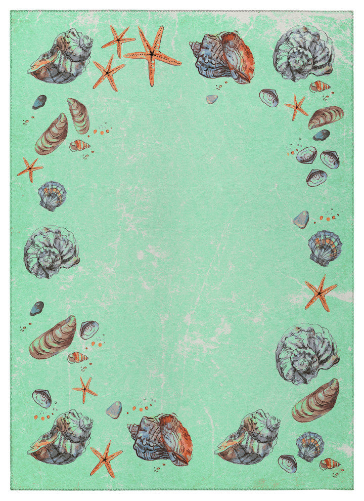 Indoor/Outdoor Seabreeze SZ9 Lagoon Machine Washable 5' x 7'6" Rug