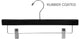 Black Rubberized Wooden Pant Hanger With Adjustable Clips, Box of 25