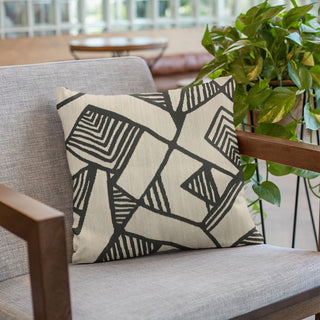 Plutus Black Beige Architecture Geometric Luxury Throw Pillow, 20"x30"