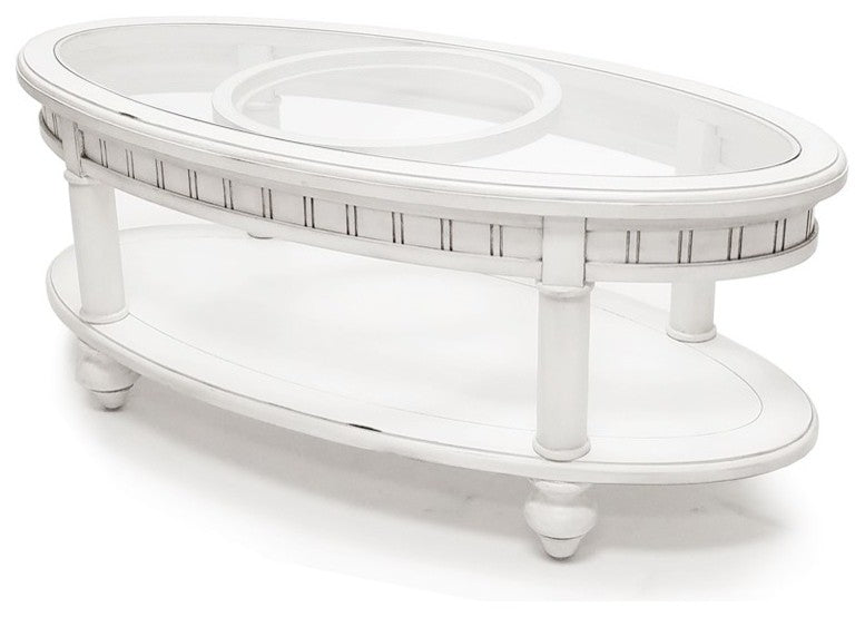 Monaco Oval Coffee Table With Pelican Insert, White