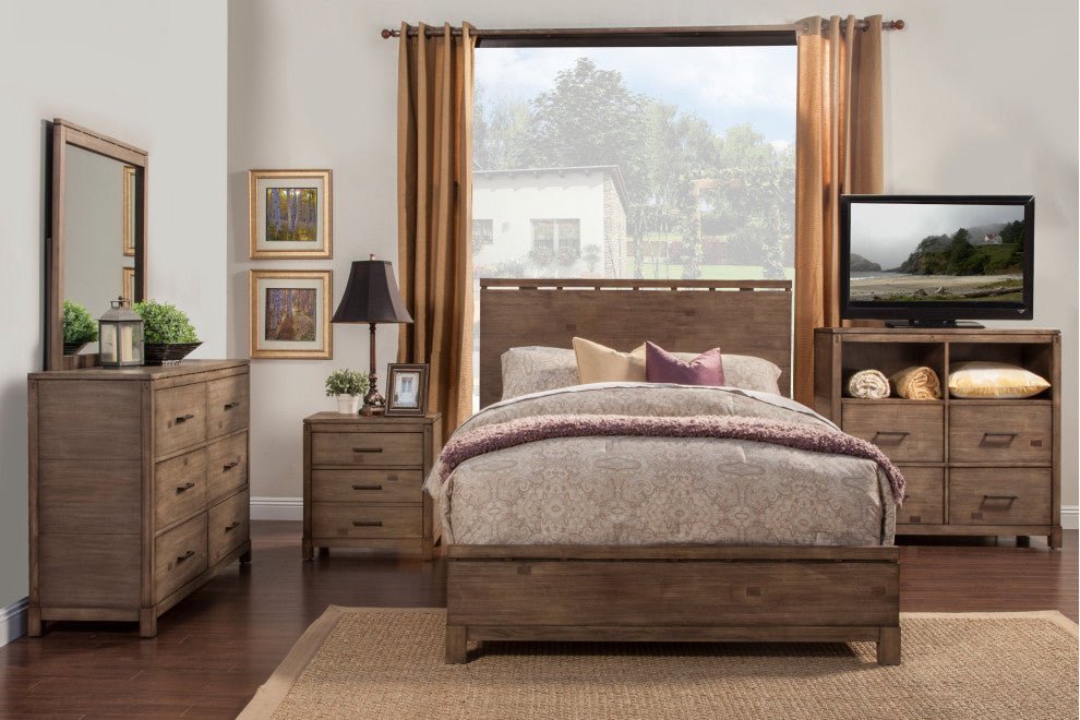 Sydney Queen Panel Bed, Weathered Grey