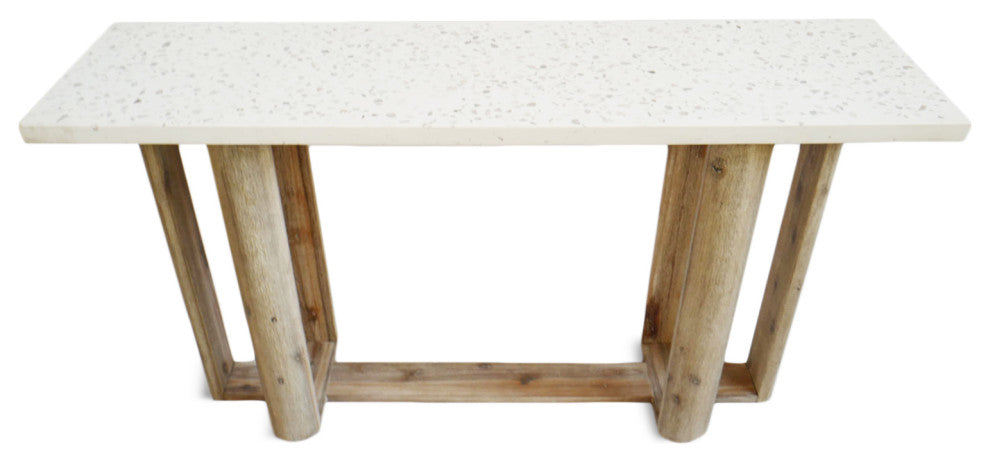 Paulina White Terrazzo Outdoor Console