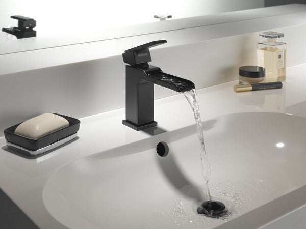 Delta Ara Single Handle Channel Bathroom Faucet, Matte Black, 568LF-BLLPU