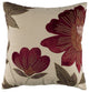 Red Beige Floral Down Filled Throw Pillow