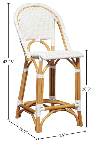 Leroy Rattan Counter Stool, White