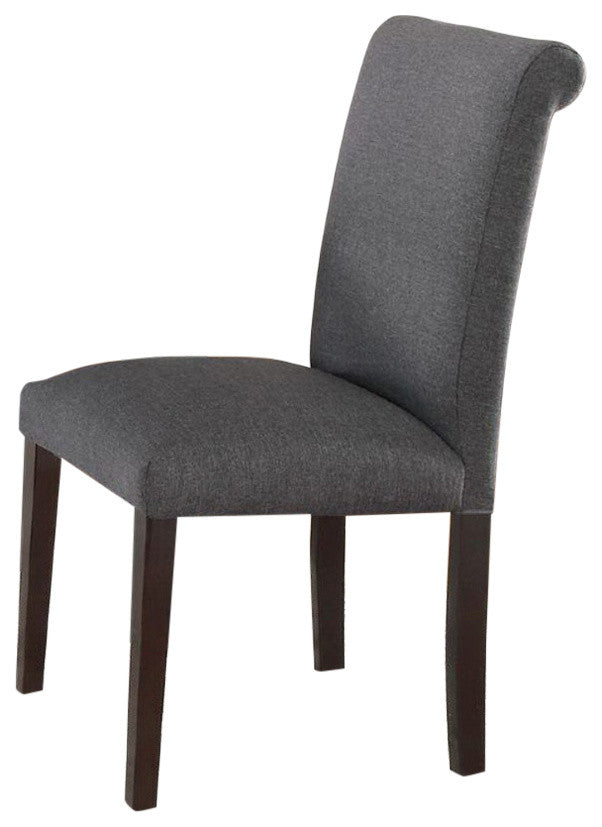 Benzara BM171531 Set of 2 Solid Wood Dining Chair In Gray Upholstery