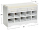 Entryway Storage Bench, 3 White Drawers 10 Shoe Compartments, Cushioned Seat
