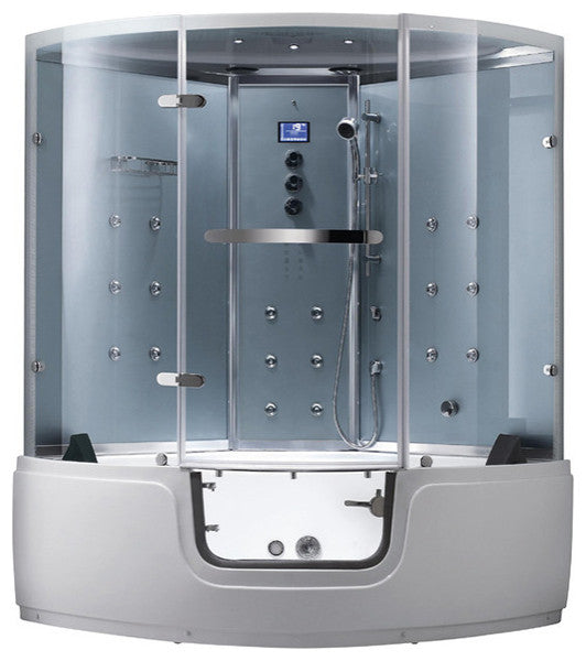 Platinum Comfort Walk-In Steam Shower, Massage Bathtub Whirlpool Hot Tub, White, White