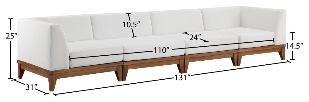 Rio Water Resistant Fabric  Patio 4-Piece Modular Sofa, Off White
