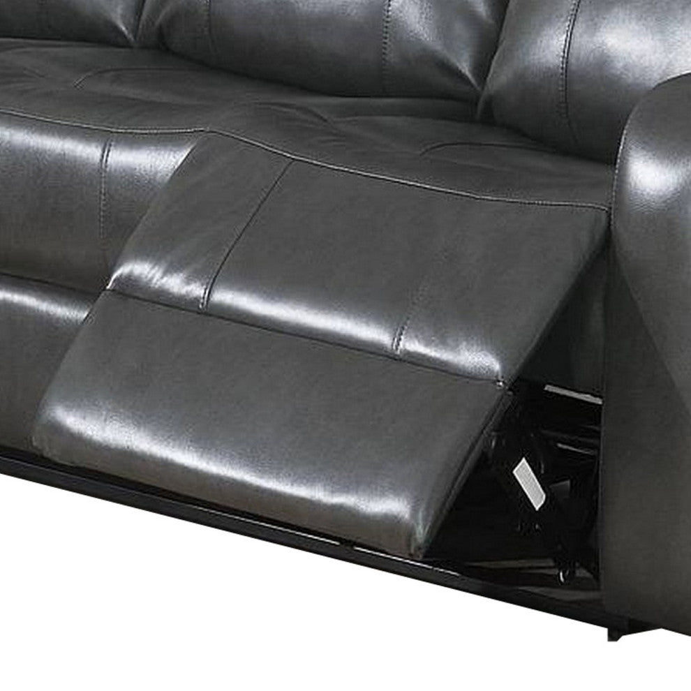 Benzara BM233104 Upholstered Power Motion Sofa With Padded Headrest, Black